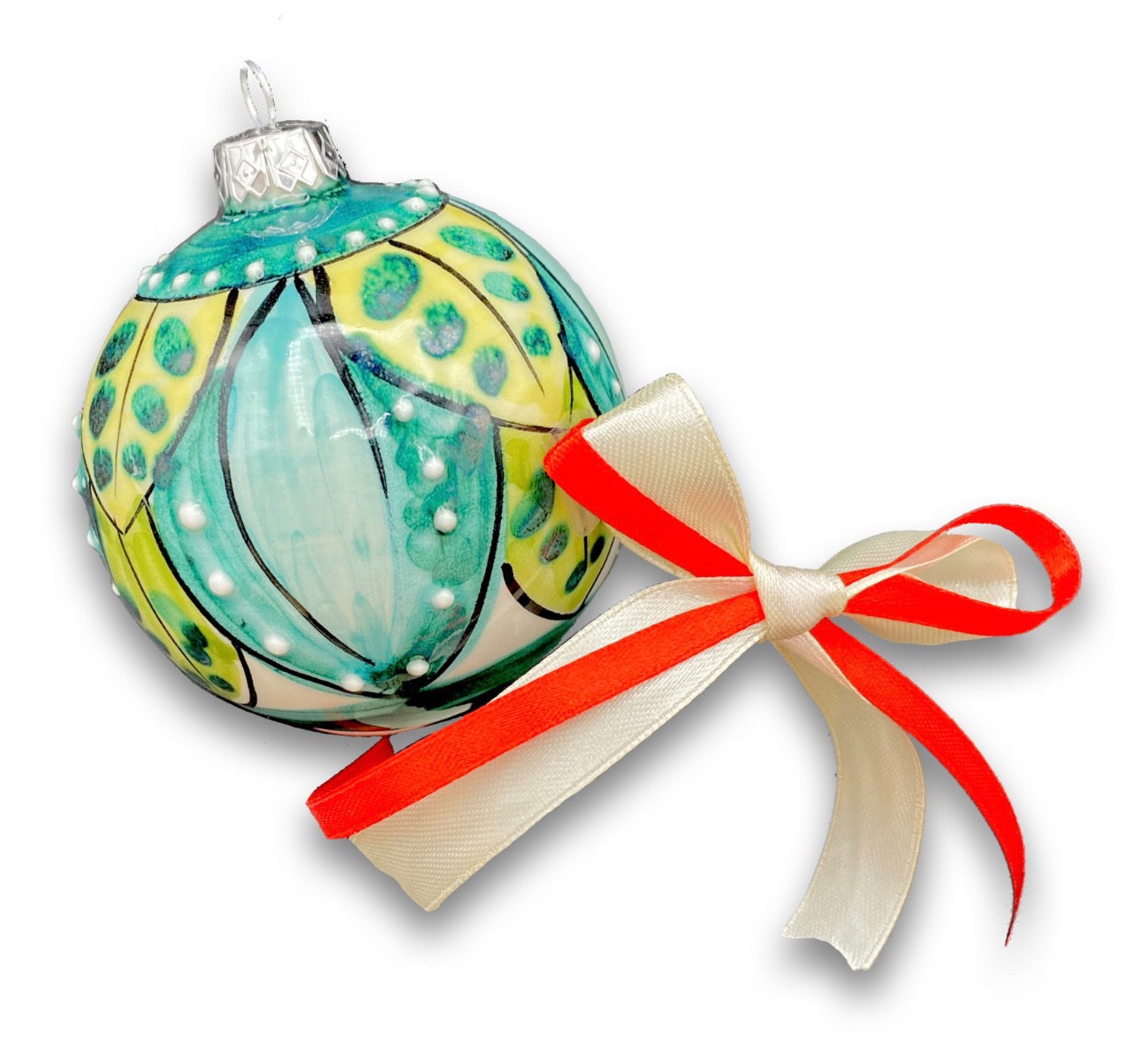 Pallina Natale decoro geometrico in ceramica di Vietri