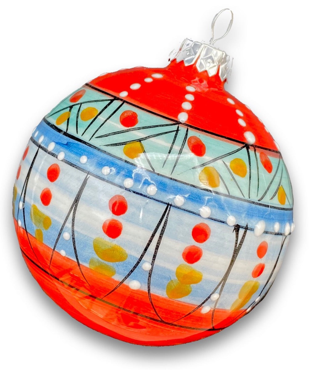 Pallina Natale in Ceramica Vietrese Decoro GEOMETRICO MISTO