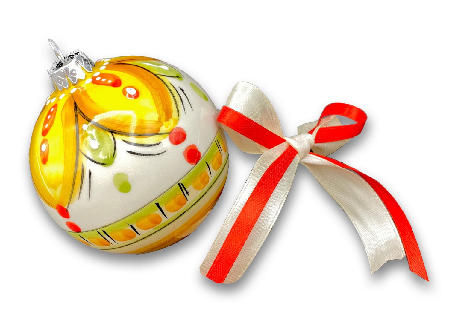 Pallina Natale decoro geometrico in ceramica di Vietri