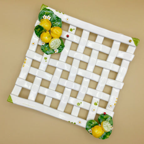 Piatto Intrecciato in Ceramica Vietrese con Angoli Rialzati