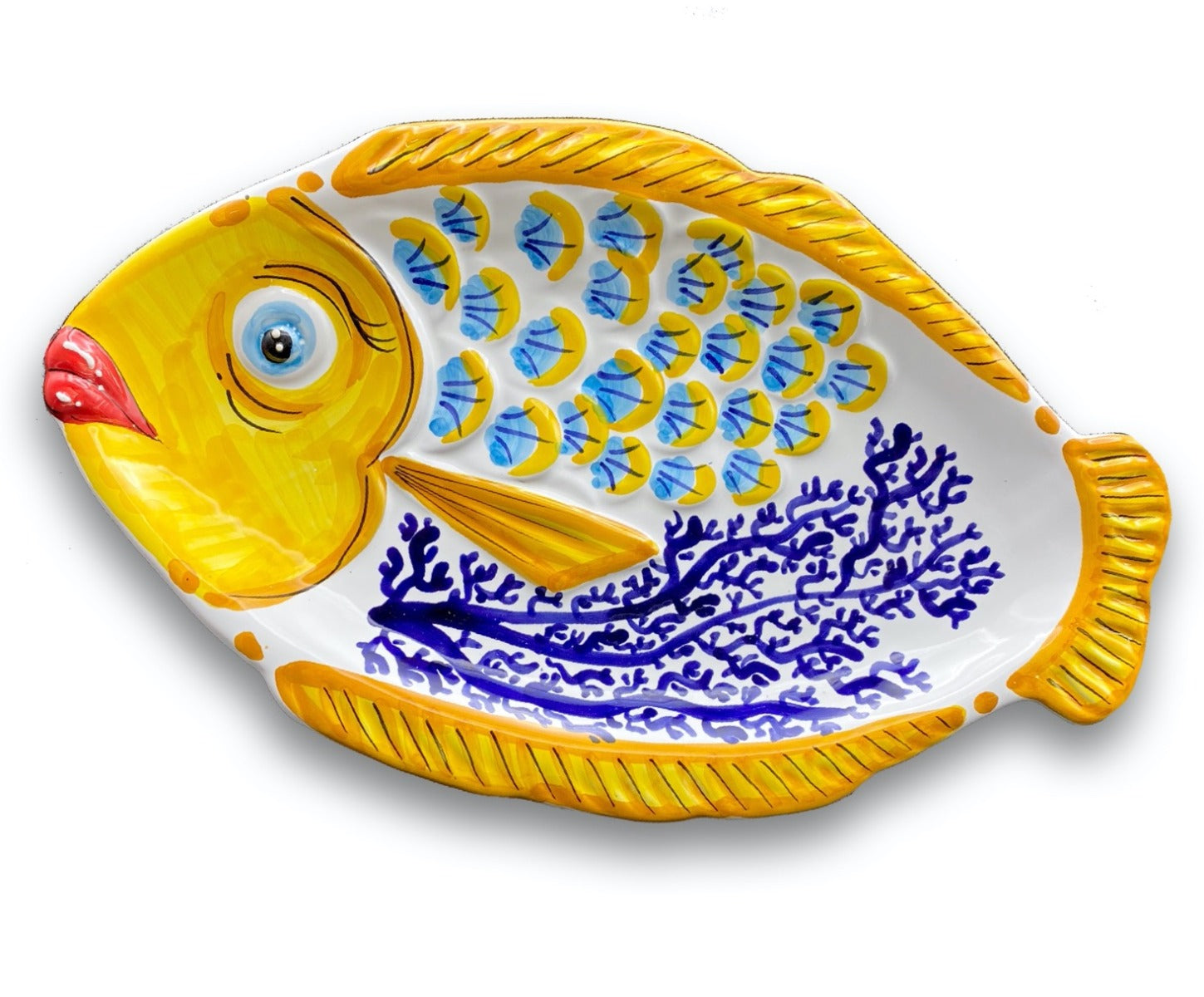 Piatto Pesce con Squame in Ceramica Vietrese DECORI MISTI