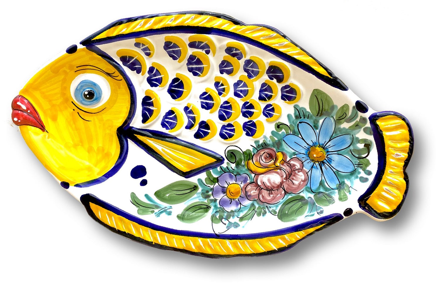 Piatto pesce con squame in ceramica di Vietri 