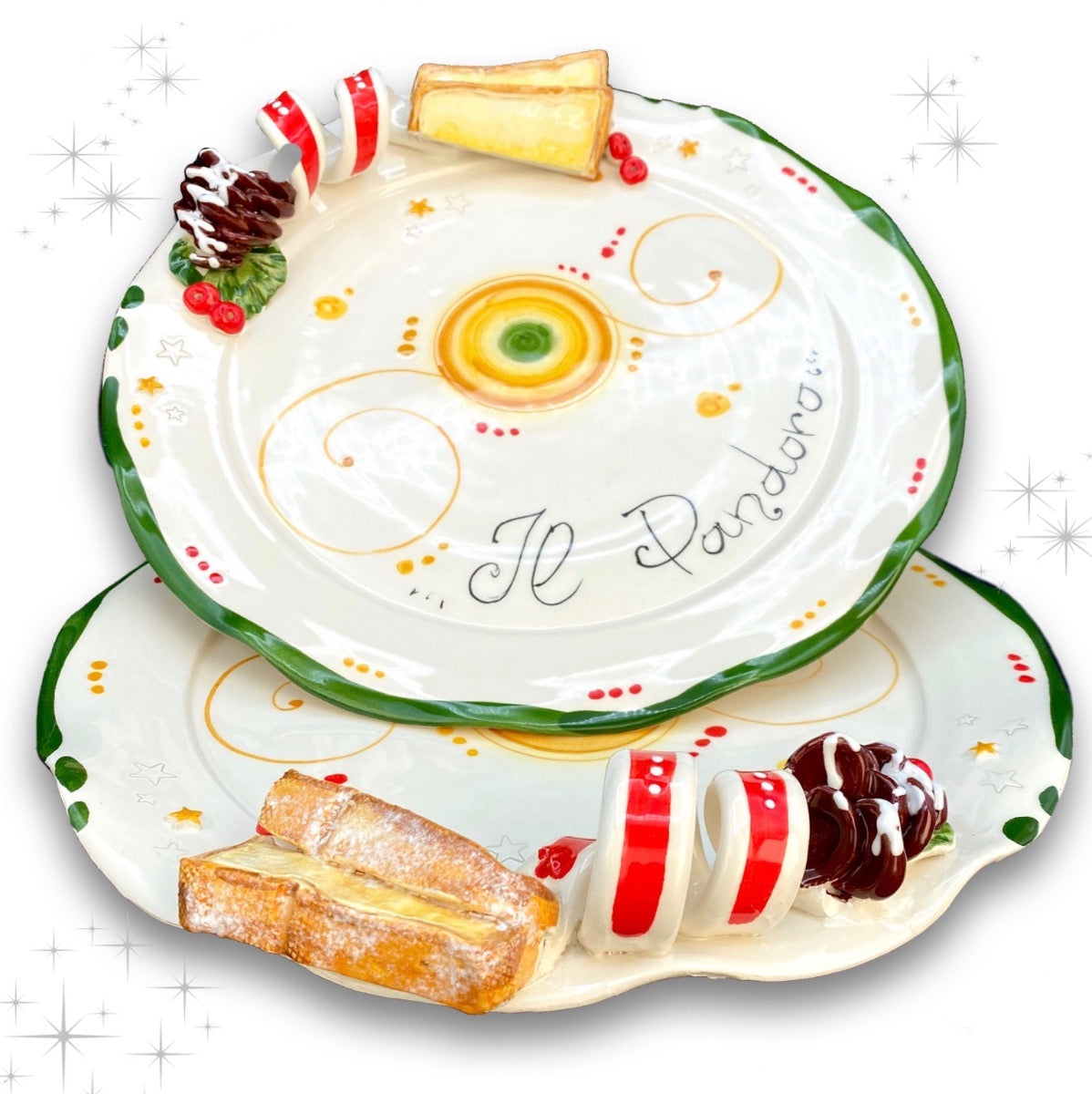 Piatto smerlato Natale in Ceramica Vietrese app. PANDORO 