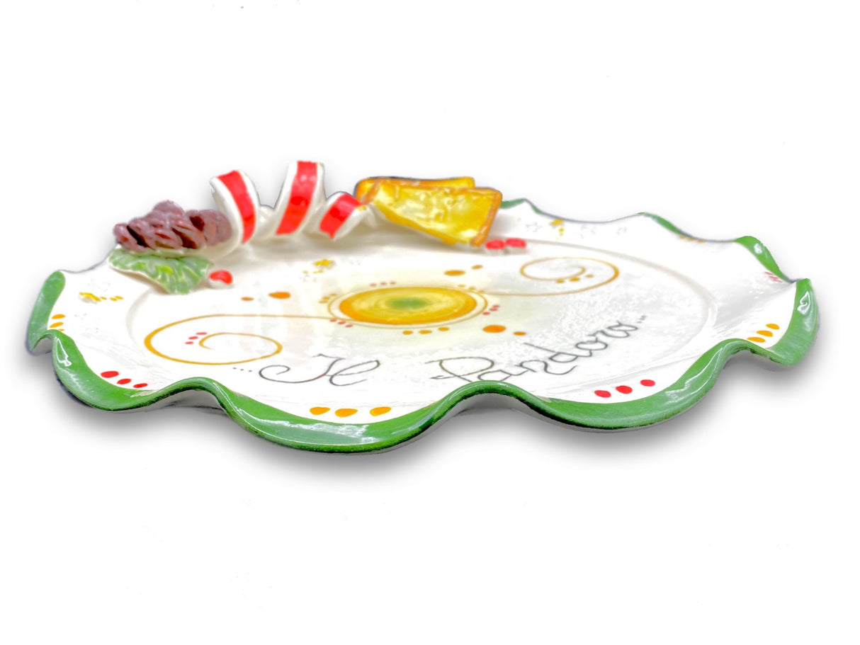 Piatto smerlato per pandoro in ceramica di Vietri 