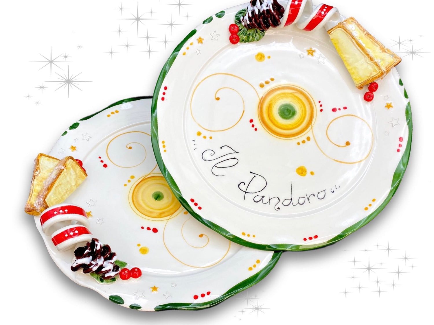 Piatto smerlato per pandoro in ceramica di Vietri 