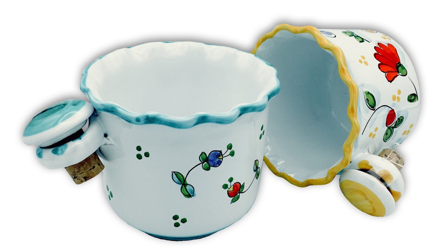 Porta bottiglia in Ceramica Vietrese con tappo DECORI MISTI