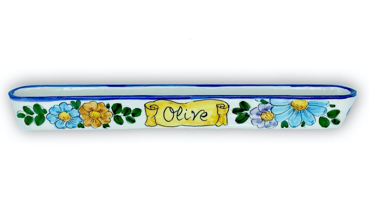 Porta olive stretto in ceramica di Vietri 