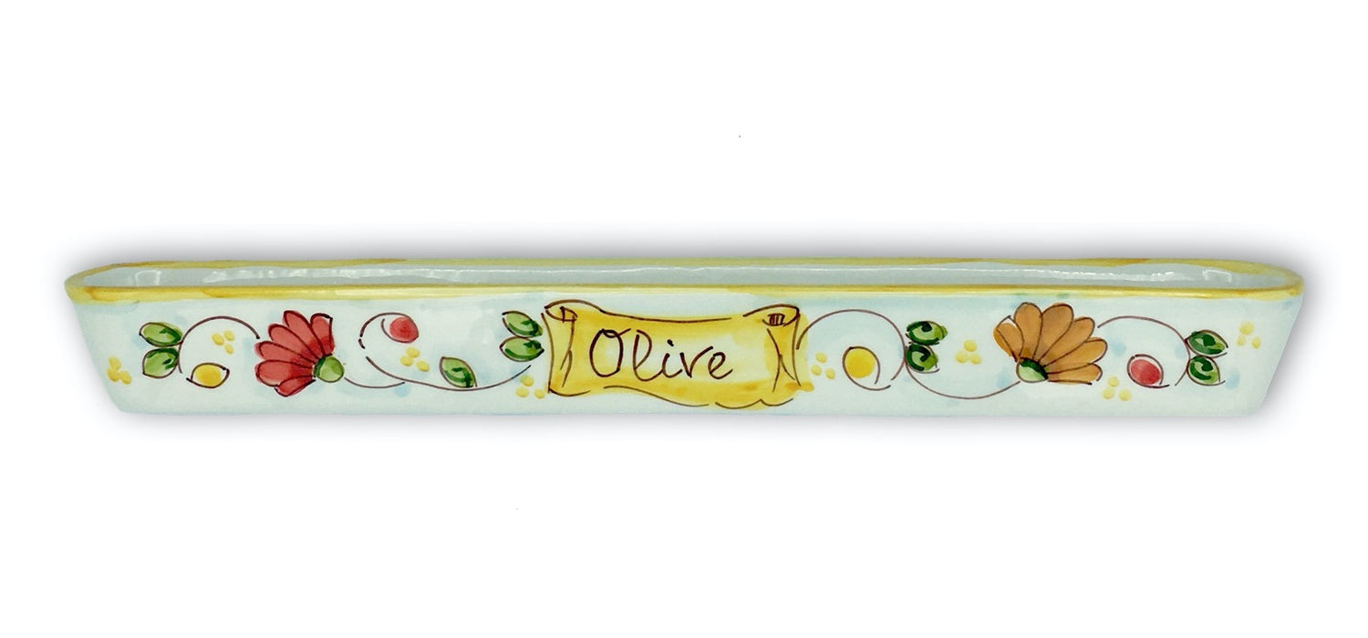 Porta olive stretto in ceramica di Vietri 