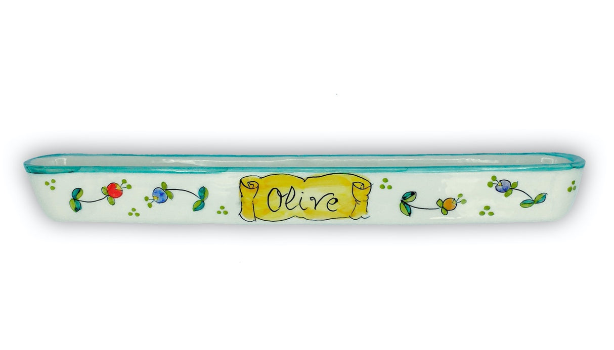 Porta olive stretto in ceramica di Vietri 
