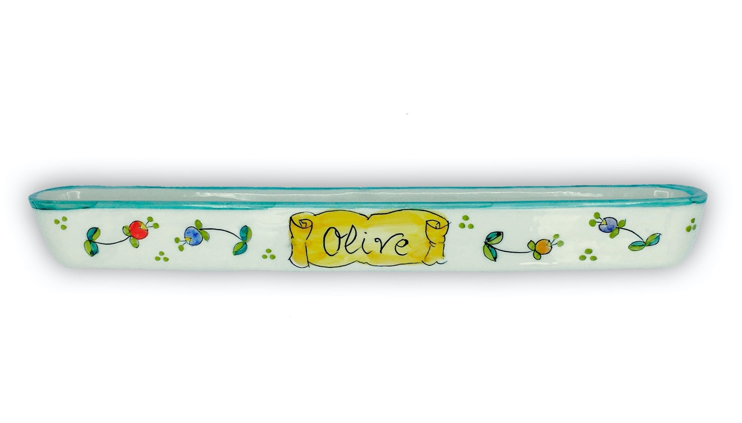 Porta olive stretto in ceramica di Vietri 