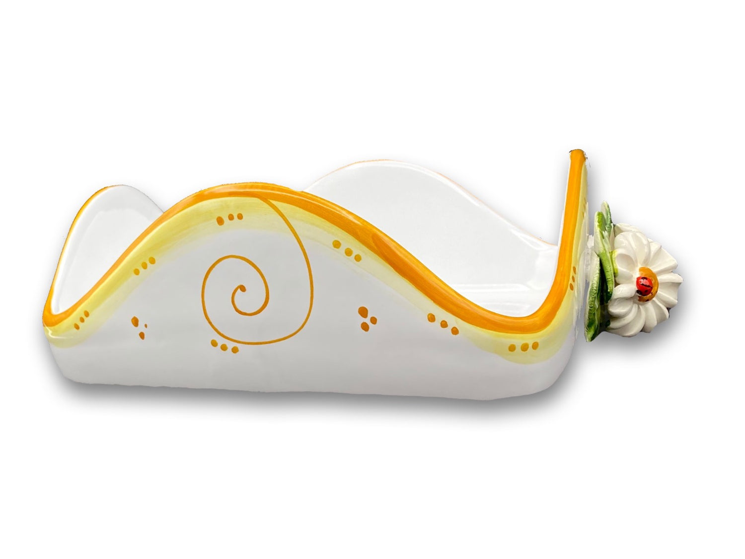 Porta tovaglioli quadrato in ceramica di Vietri Linea Margherite 