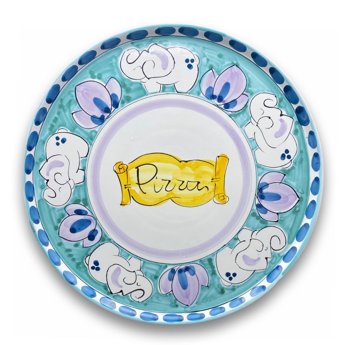 Piatto Pizza in ceramica vietrese DECORO ELEFANTE NEW