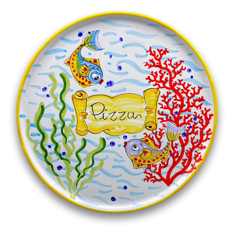 Piatto Pizza in ceramica vietrese DECORO FONDO MARE