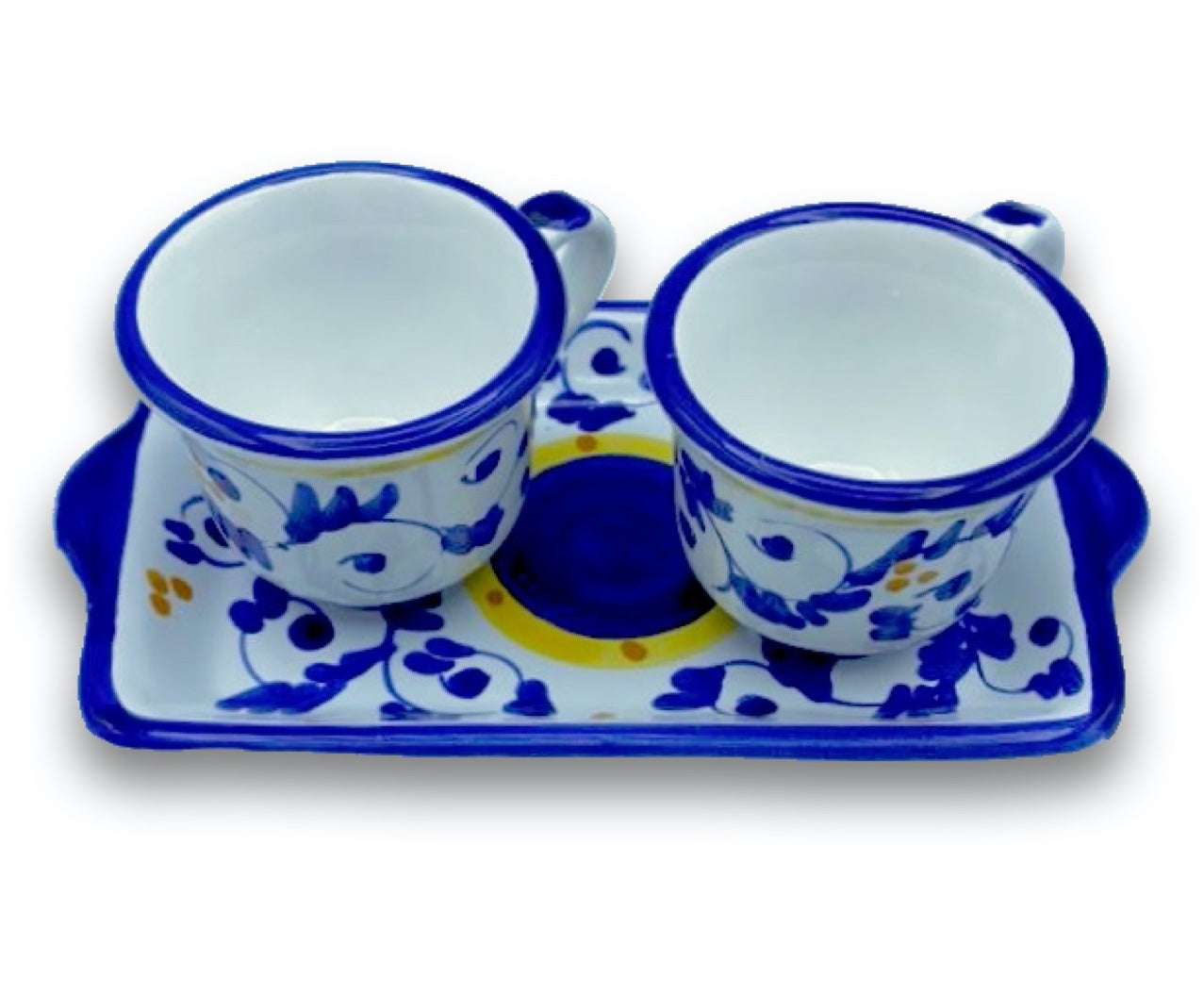 Servizio Caffè x 2 in ceramica vietrese DECORI MISTI