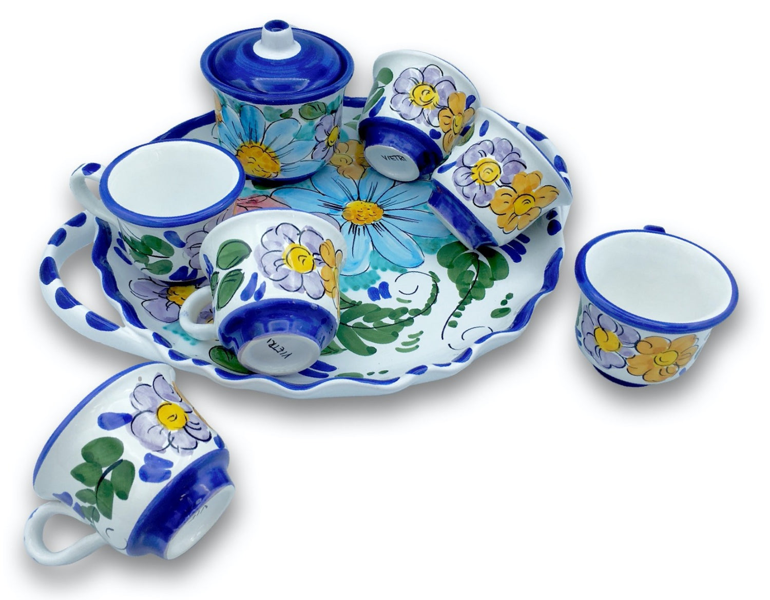 Servizio Caffè x 6 + Zuccheriera in Ceramiche di Vietri