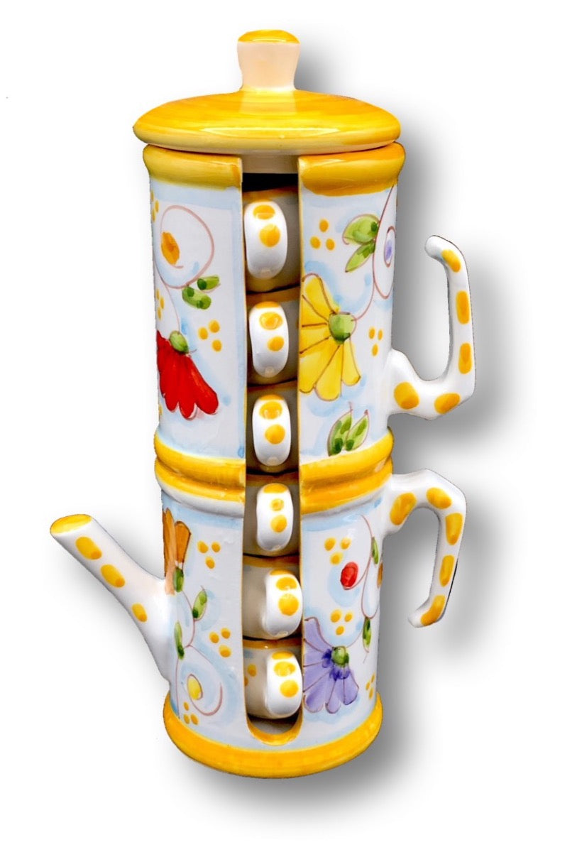 Servizio caffè  per 6 in Napoletana in ceramica di Vietri
