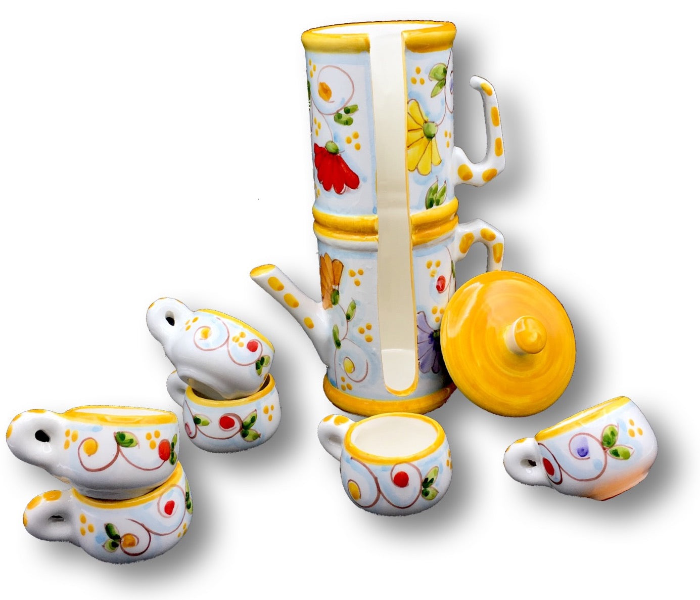 Servizio caffè  per 6 in Napoletana in ceramica di Vietri