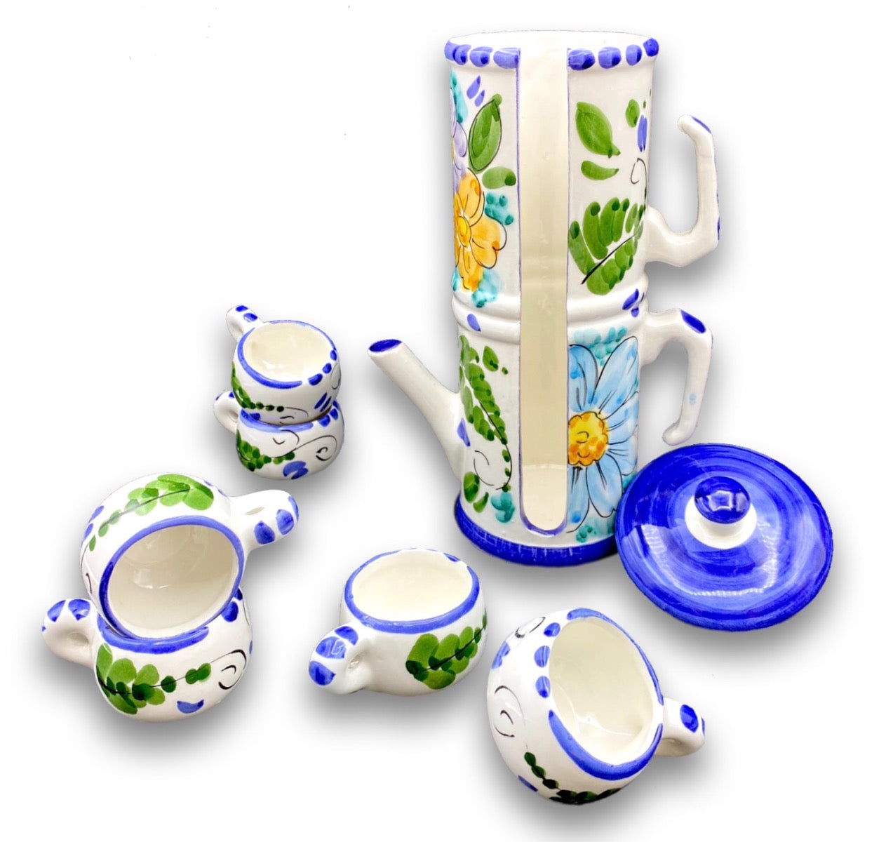 Servizio caffè  per 6 in Napoletana in ceramica di Vietri