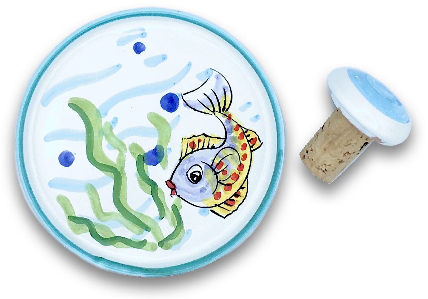 Sotto bottiglia in ceramica di Vietri con tappo 