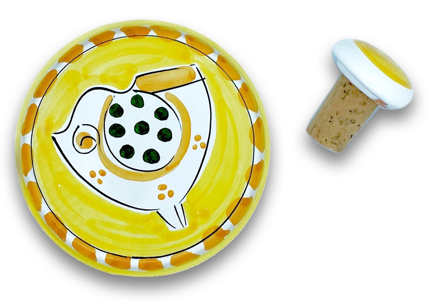 Sotto bottiglia in ceramica di Vietri con tappo 