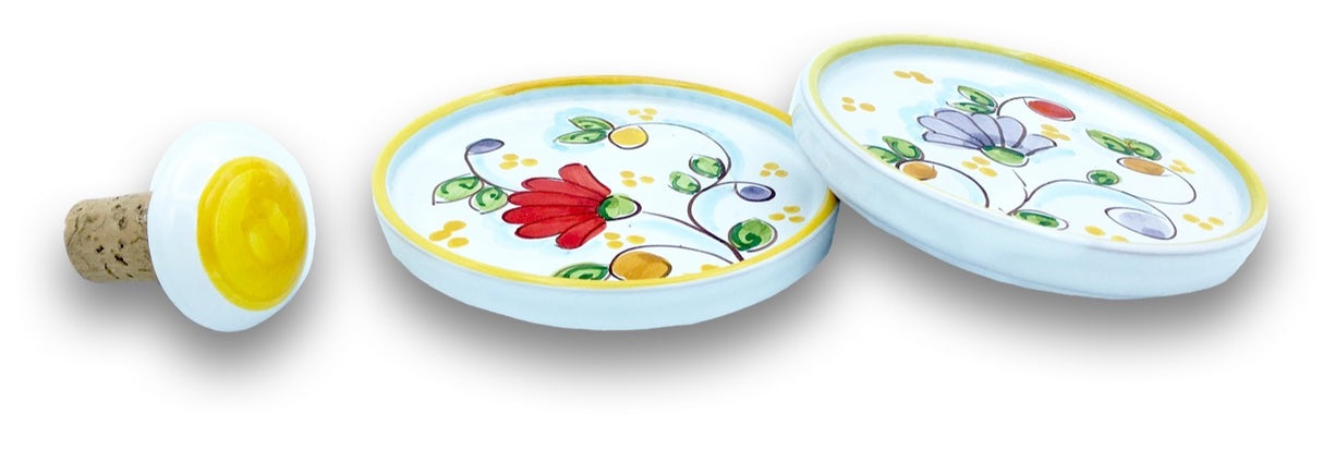 Sotto bottiglia in ceramica di Vietri con tappo 