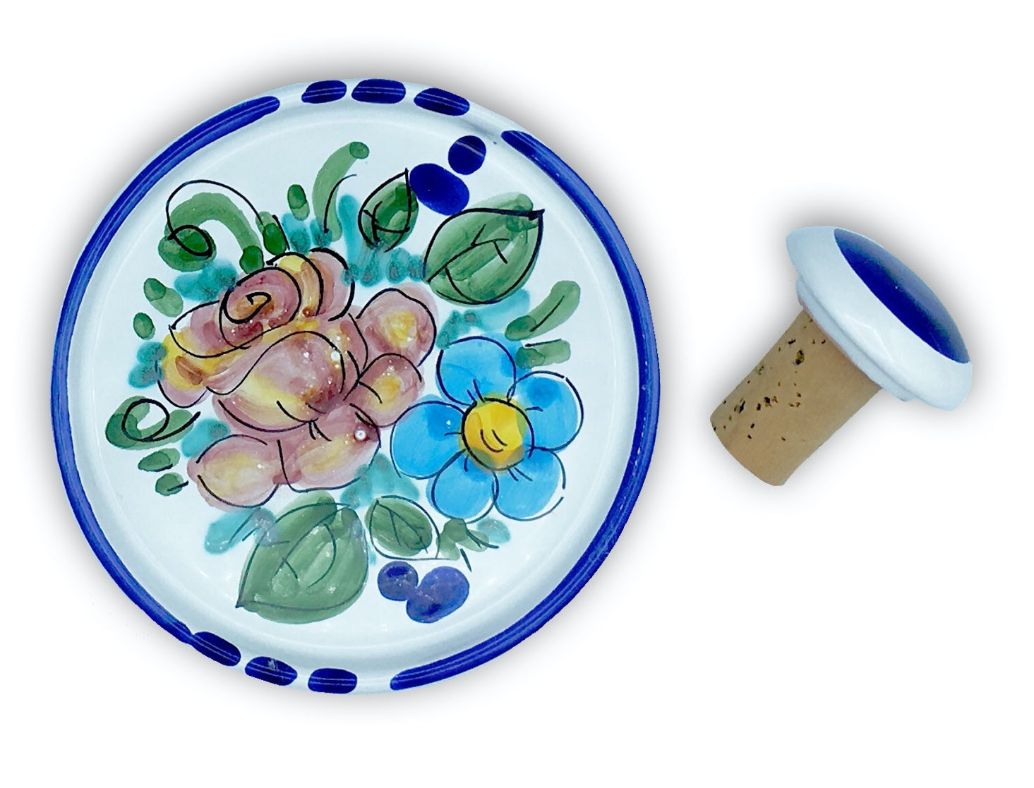 Sotto bottiglia in ceramica di Vietri con tappo 