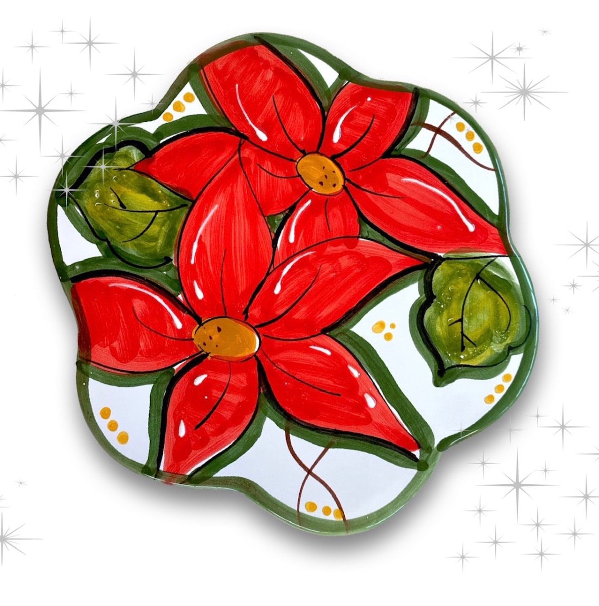 Sottopentola Natale in Ceramica Vietrese decoro STELLA DI NATALE