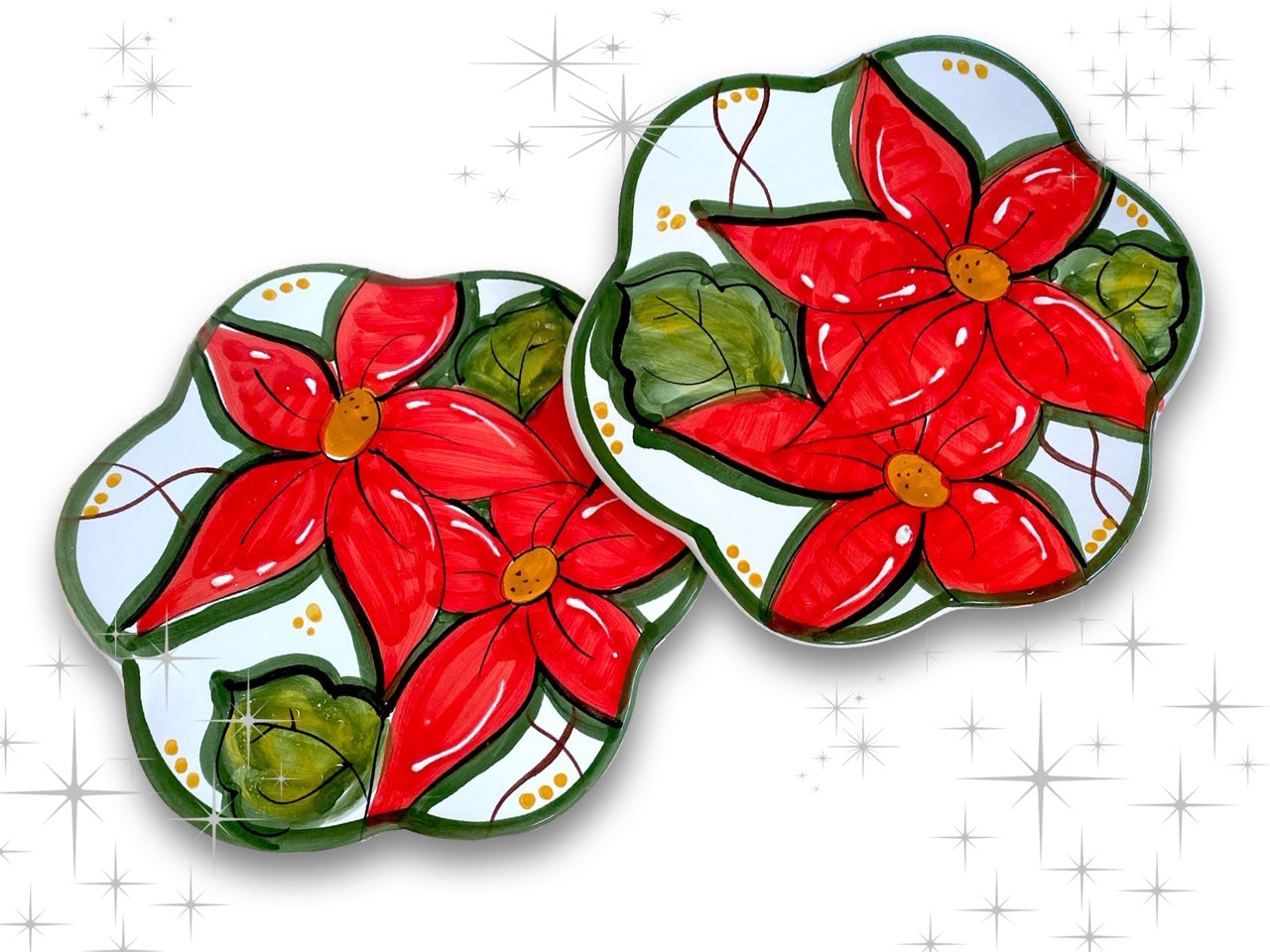 Sottopentola Natale decoro stella di Natale in ceramica di Vietri