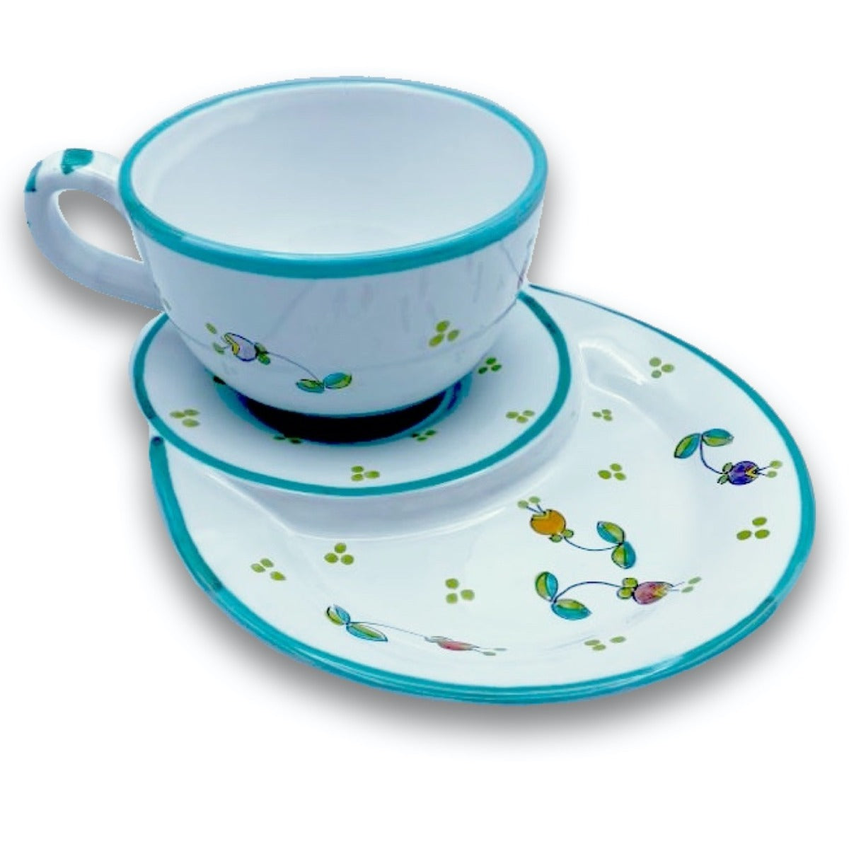 Tazza da latte con Piatto Porta Cornetto in Ceramica Vietrese