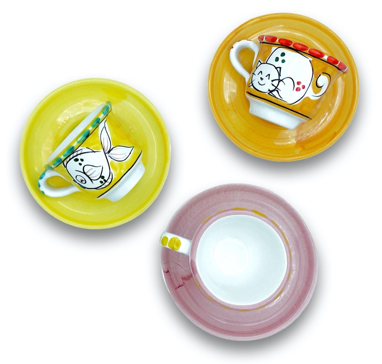 Tazzina + Piattino Caffè in Ceramica Vietrese DECORI MISTI