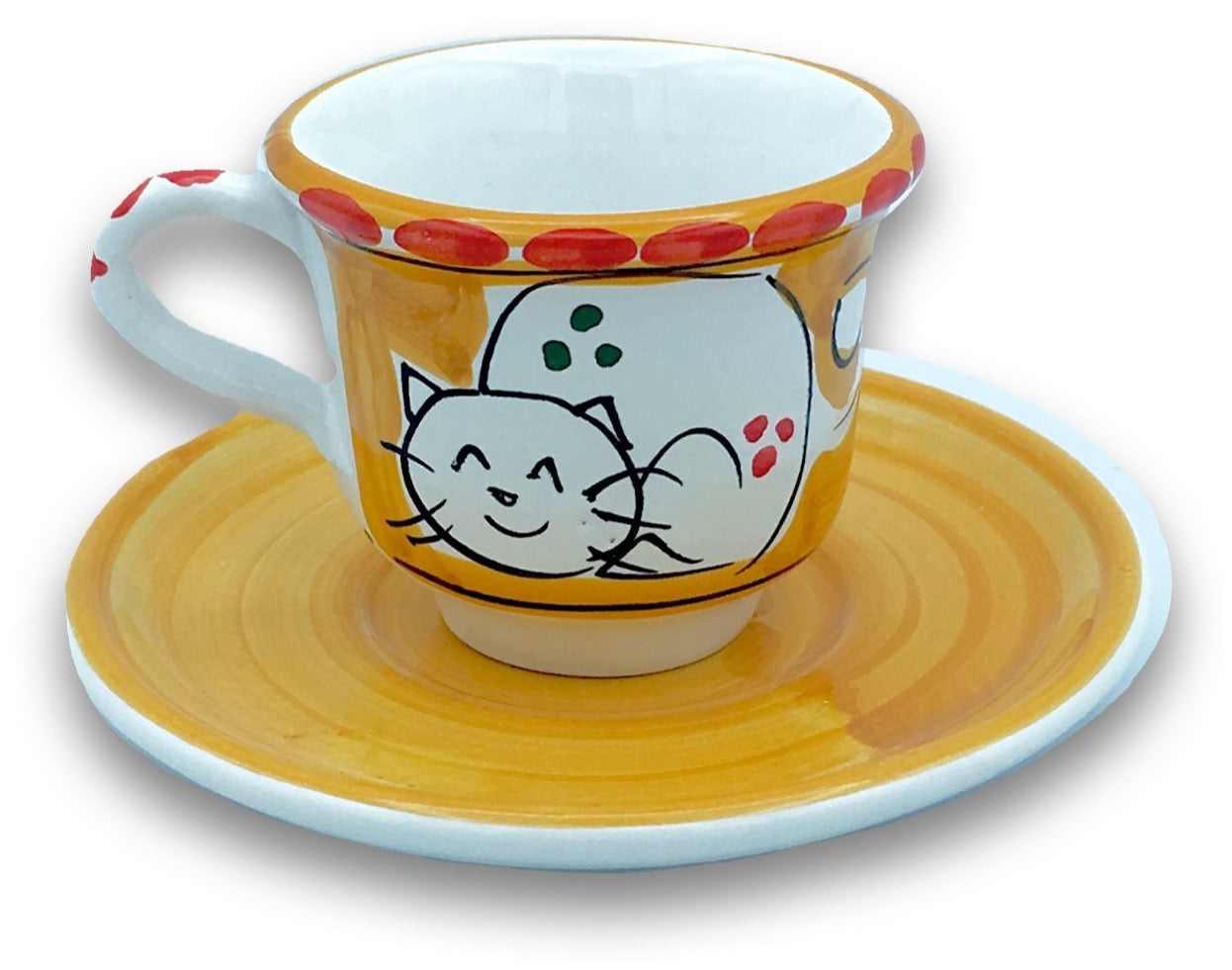 Tazzina con piattino da caffè in ceramica di Vietri