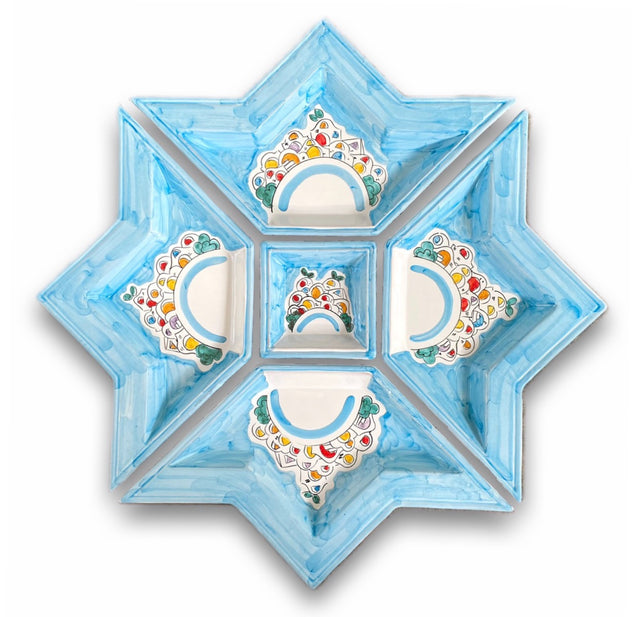 Antipastiera a Stella in Ceramica Vietrese DECORO NAIF