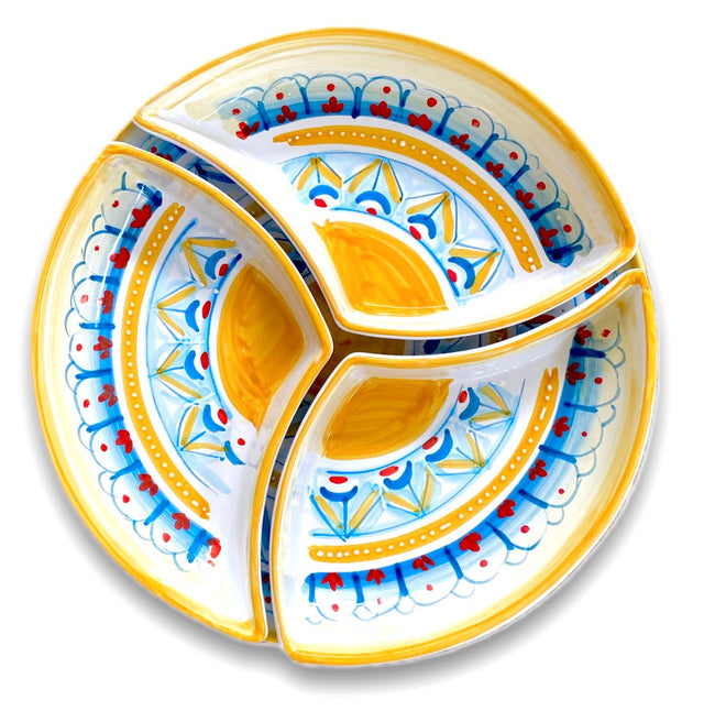 Antipastiera Girella in ceramica vietrese DECORO GEOMETRICO RAVELLO NEW
