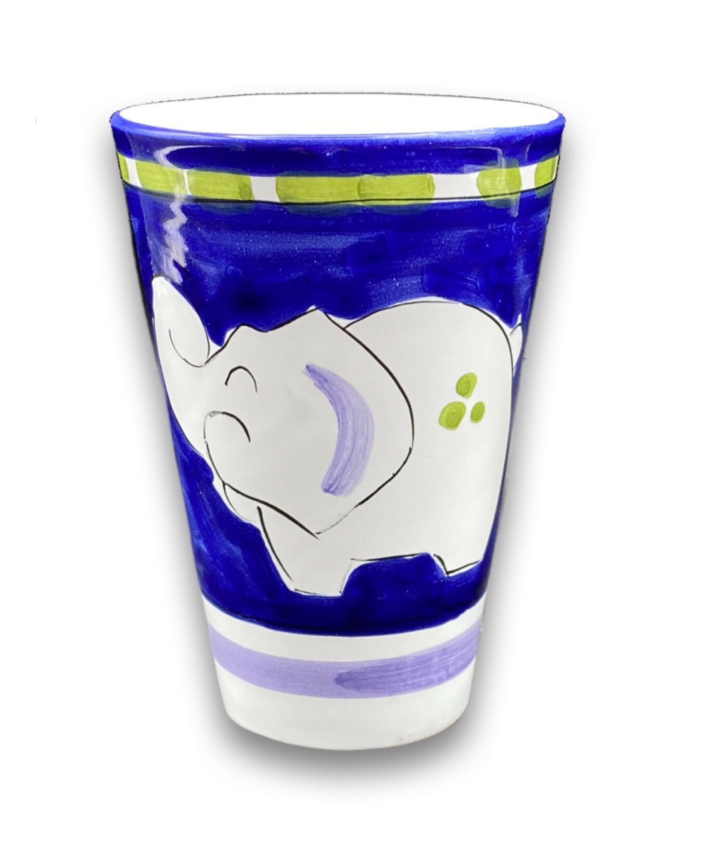 Bicchiere in ceramica vietrese DECORO ELEFANTE NEW