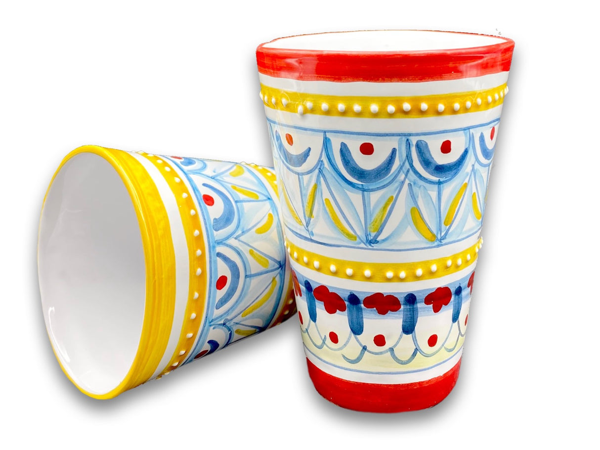Bicchiere in ceramica vietrese DECORO GEOMETRICO RAVELLO NEW