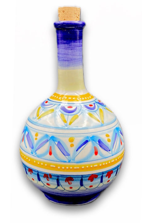 Bottiglia in Ceramica Vietrese a Palla (tappo in sughero) DECORO GEOMETRICO RAVELLO NEW