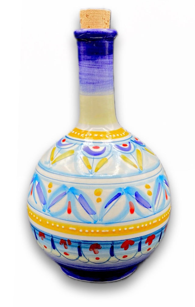 Bottiglia in Ceramica Vietrese a Palla (tappo in sughero) DECORO GEOMETRICO RAVELLO NEW