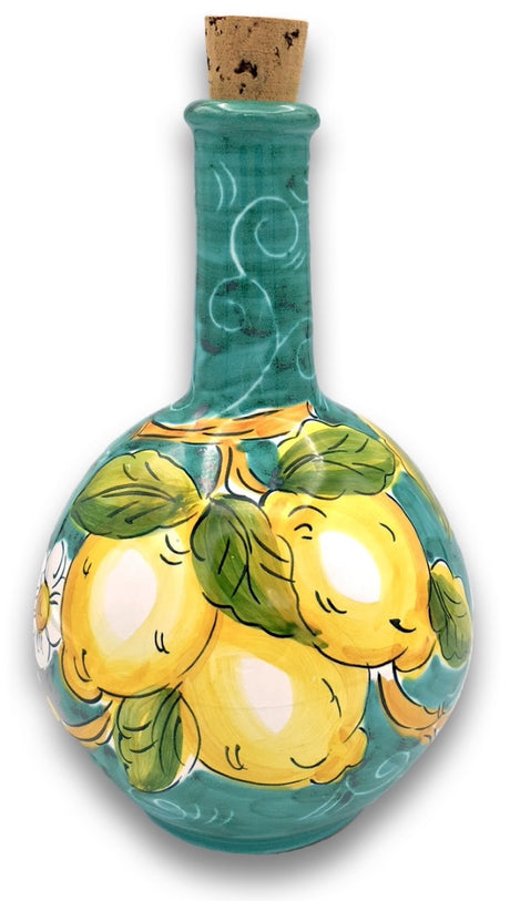 Bottiglia in Ceramica Vietrese a Palla (tappo in sughero) DECORO LIMONE VIETRI