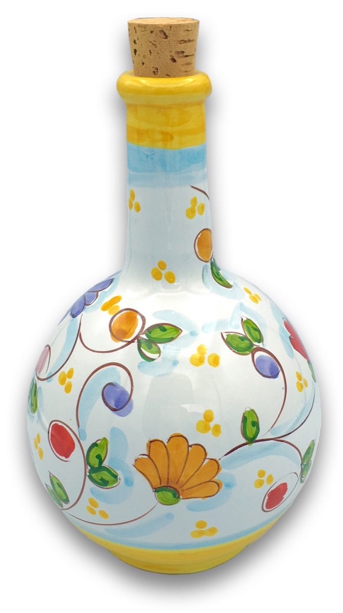 Bottiglia in Ceramica Vietrese a Palla (tappo in sughero) DECORI MISTI