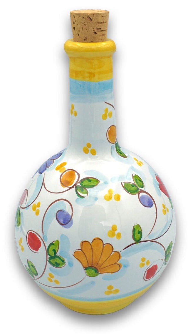 Bottiglia in Ceramica Vietrese a Palla (tappo in sughero) DECORI MISTI