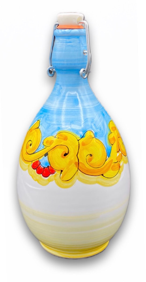 BOTTIGLIA CON TAPPO ERMETICO IN CERAMICA DI VIETRI 