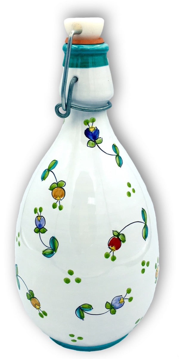 Bottiglia in Ceramica Vietrese con Tappo Ermetico DECORO CAMPANELLE