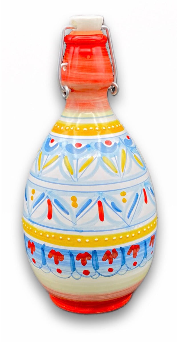 BOTTIGLIA CON TAPPO ERMETICO IN CERAMICA DI VIETRI 
