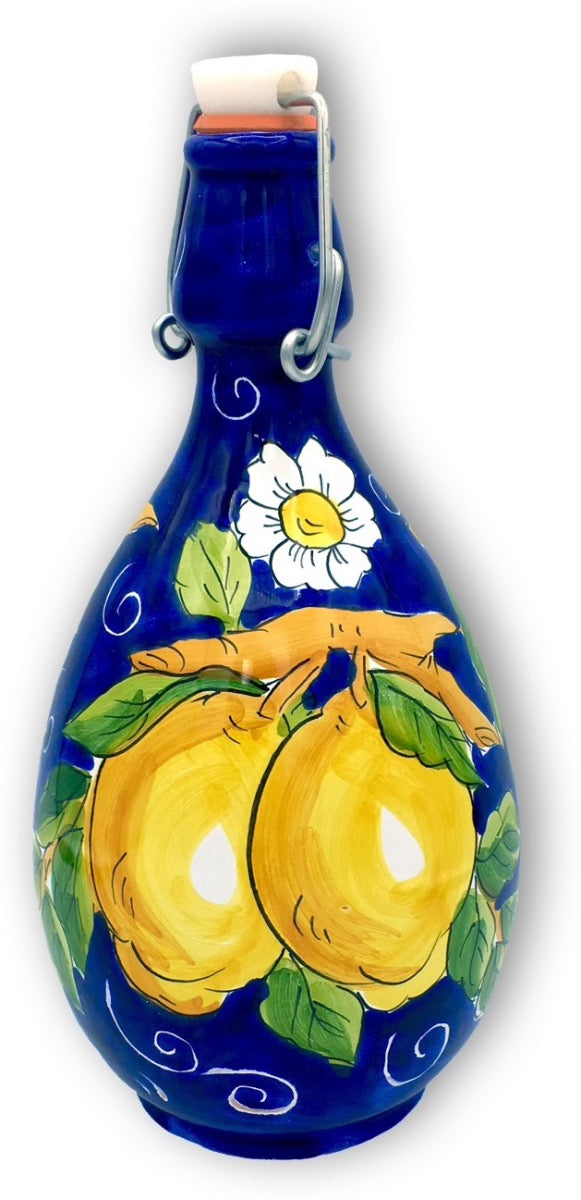 Bottiglia in Ceramica Vietrese con Tappo Ermetico DECORO LIMONE VIETRI