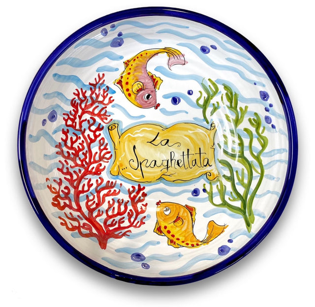 Coppa Spaghettata in ceramica Vietrese DECORO FONDO MARE
