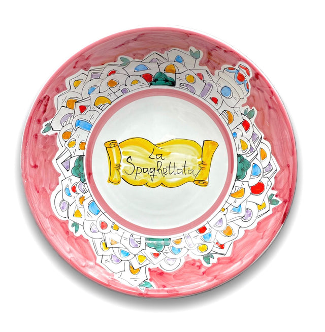 Coppa Spaghettata in ceramica Vietrese DECORO NAIF