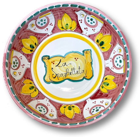 Coppa Spaghettata in ceramica Vietrese DECORO PULCINO NEW