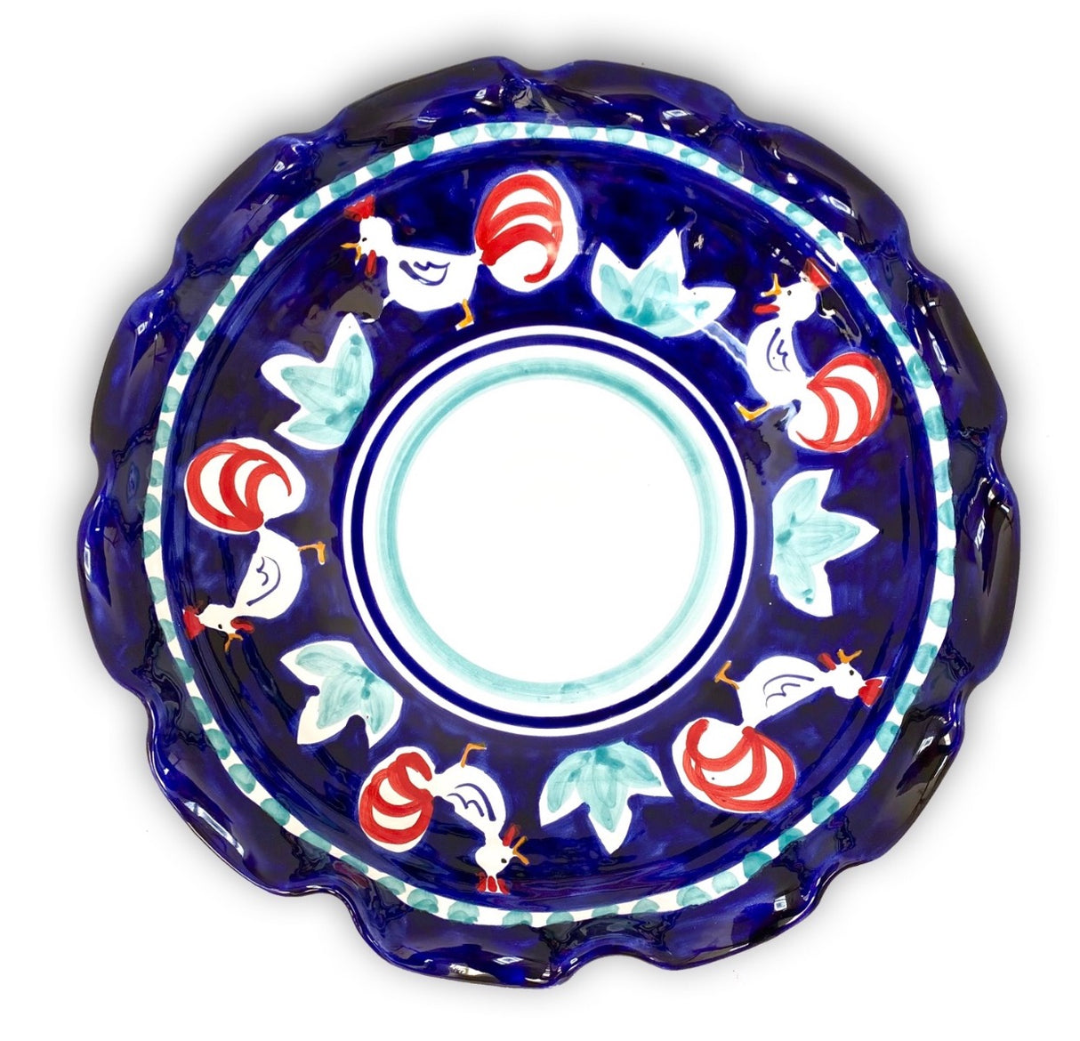 Fruttiera in ceramica vietrese DECORO GALLO
