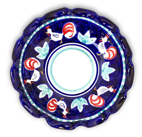 Fruttiera in ceramica vietrese DECORO GALLO
