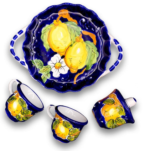 Servizio caffè x 2 + zuccheriera in ceramica di Vietri 